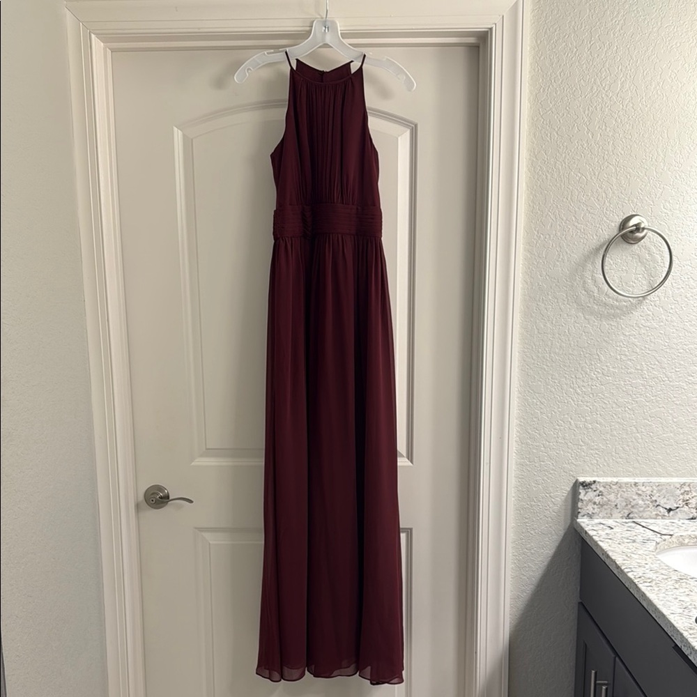 David's Bridal Sleeveless High-Neck Dress - Wine